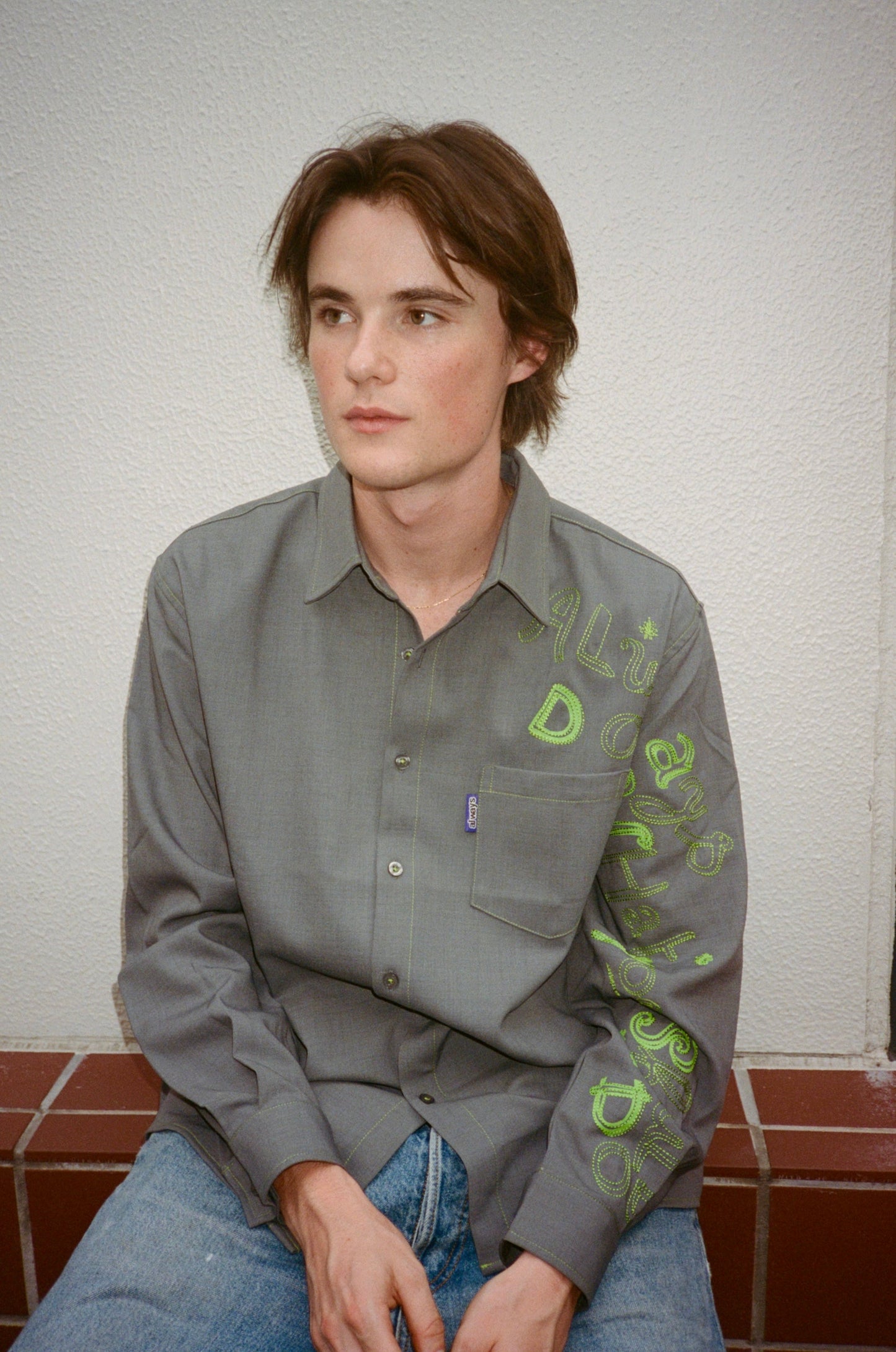 school disco long sleeve shirt - dark grey