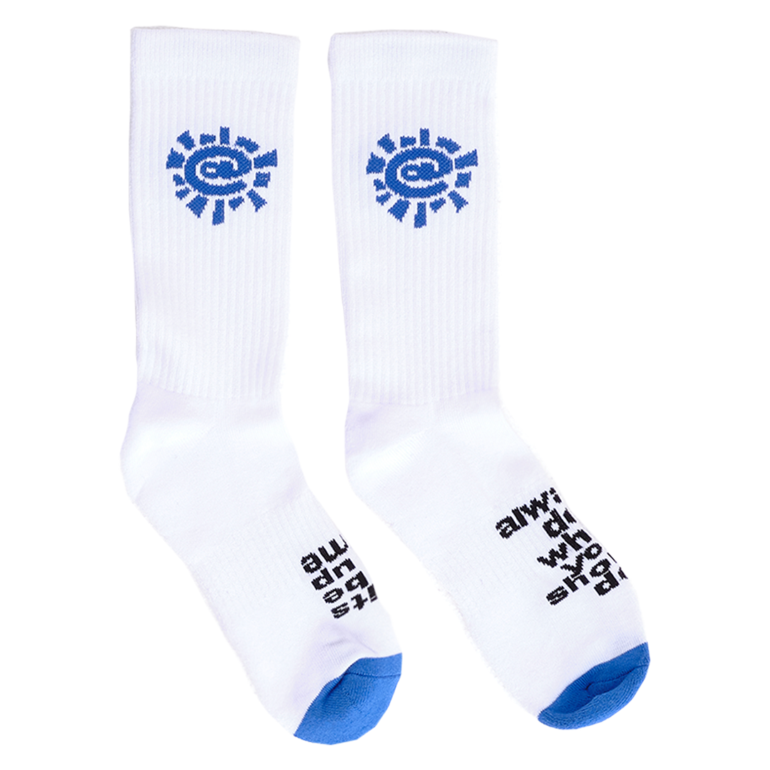 blue @sun sock - white