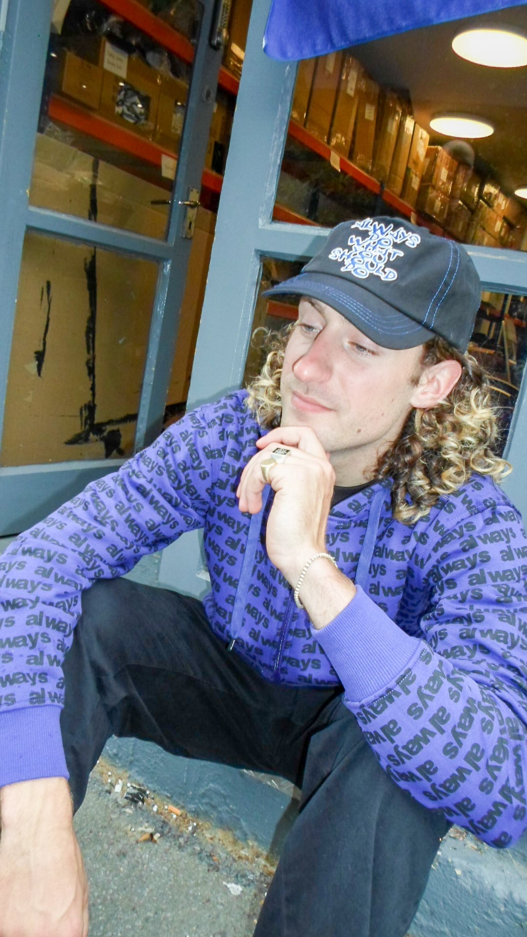 nylon cohesive sun cap - black/blue