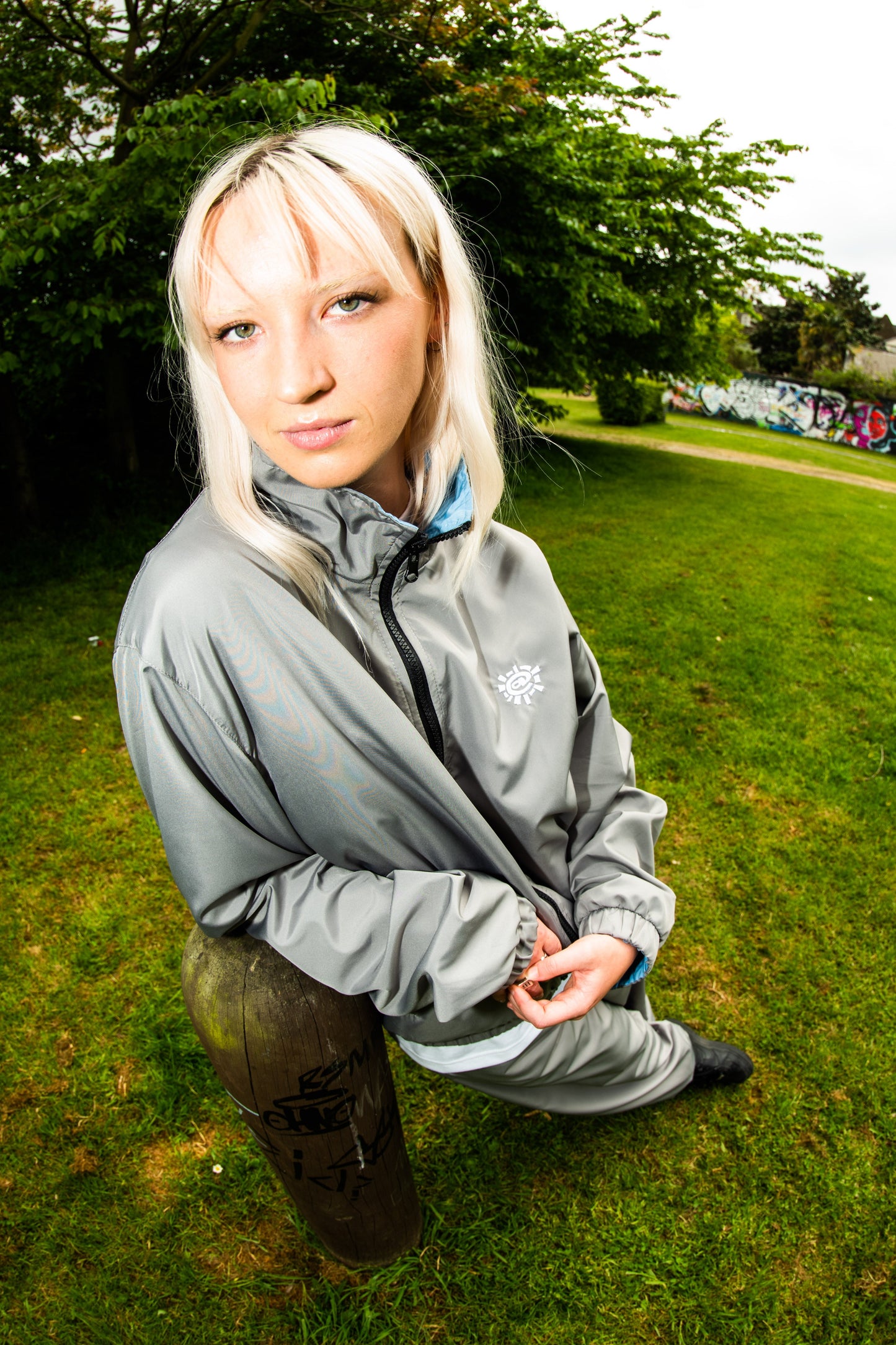 reversible track jacket - blue / grey