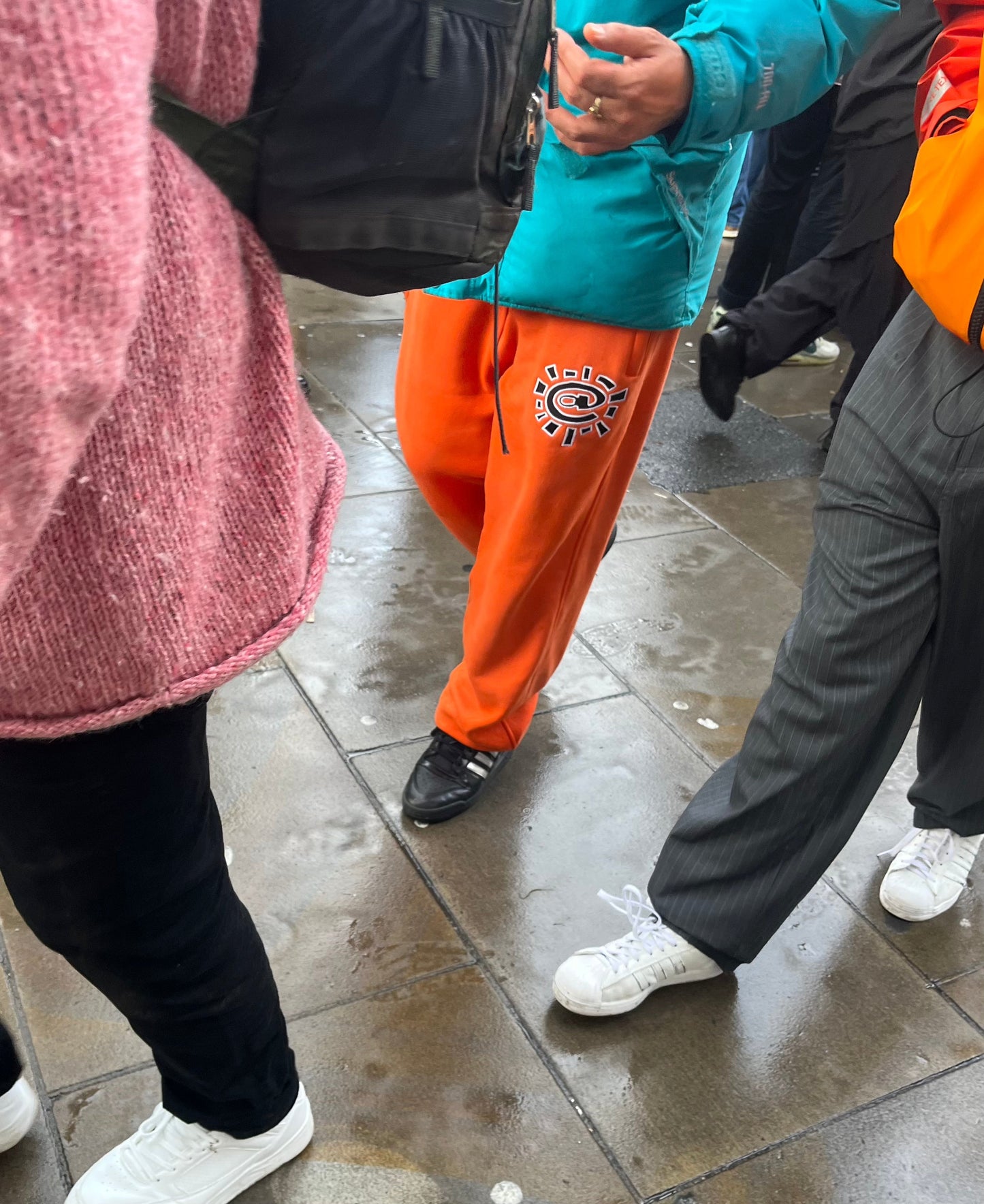 relaxed embroidered orange joggger