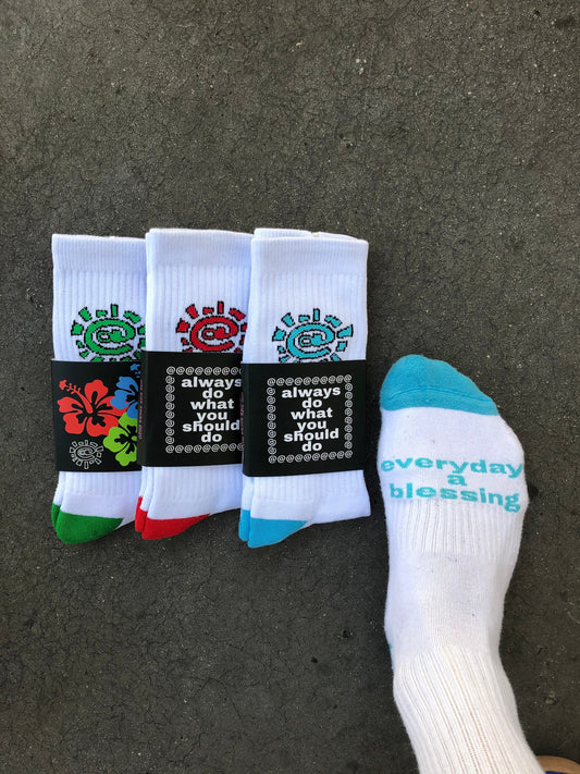 white / blue @sun sock