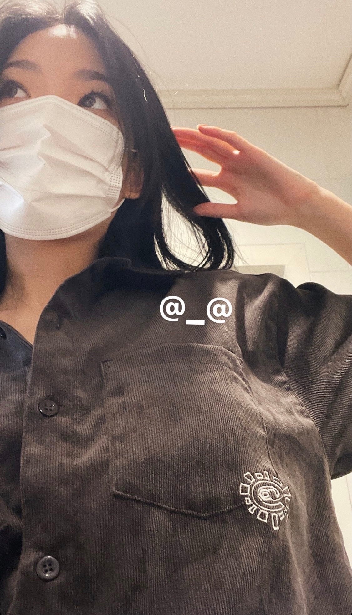 corduroy work shirt - black