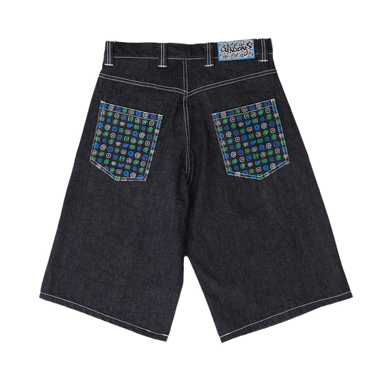 relaxed unisex denim shorts - pocket print