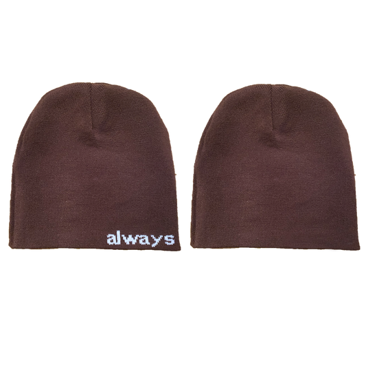 brown reversible no cuff beanie