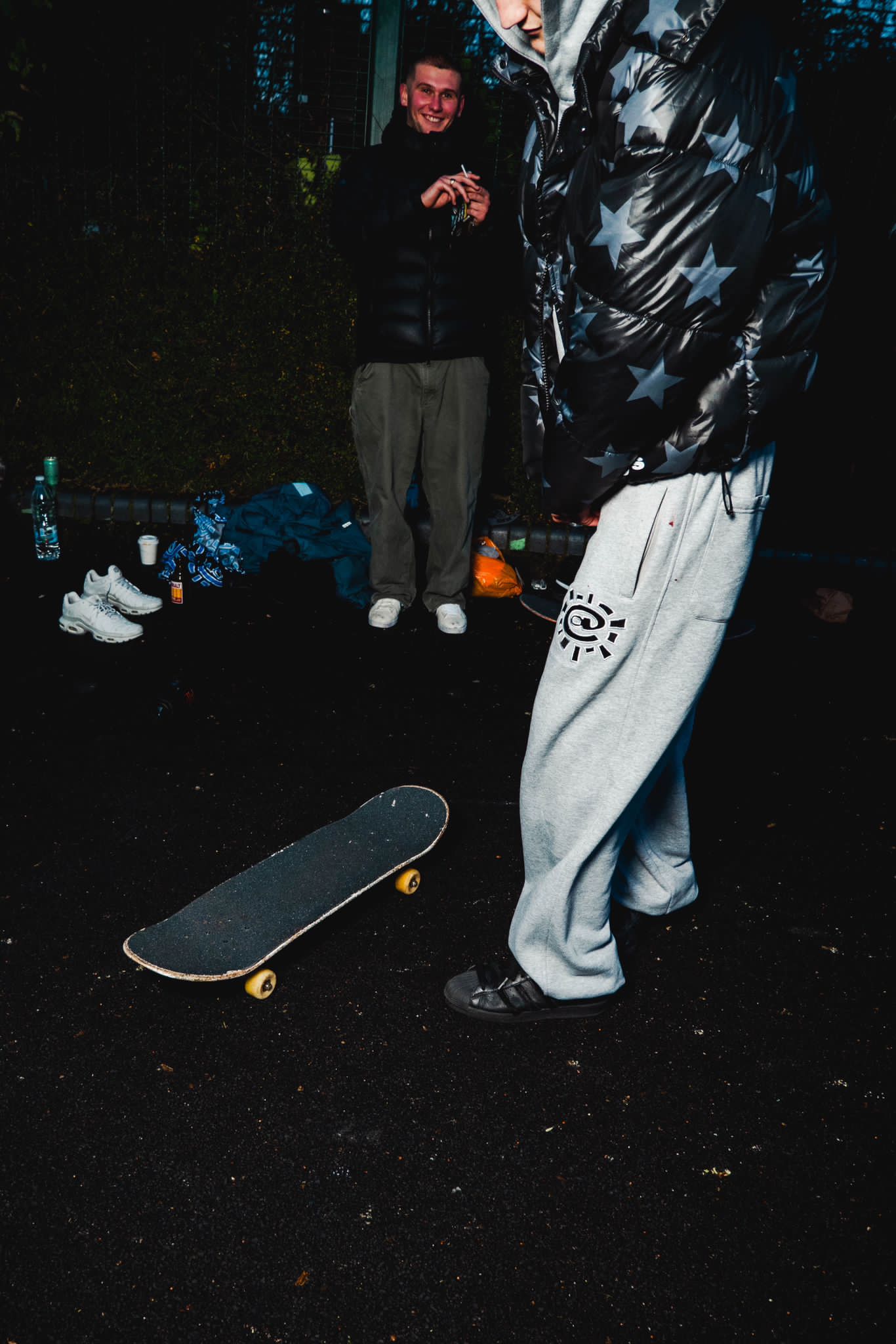 rel@xed embroidered grey jogger