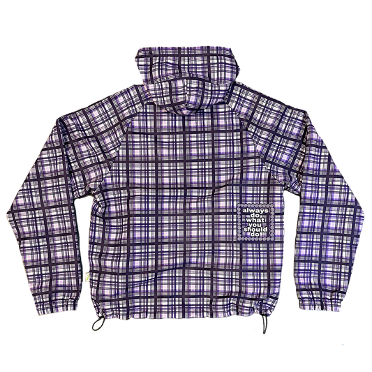 purple plaid bandemic jacket