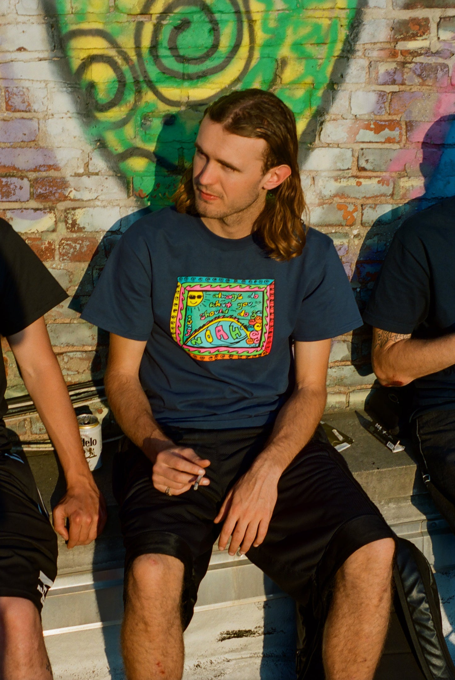 noah x adwysd thank you card tshirt- navy