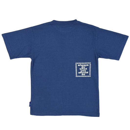 surf script waffle tshirt - navy