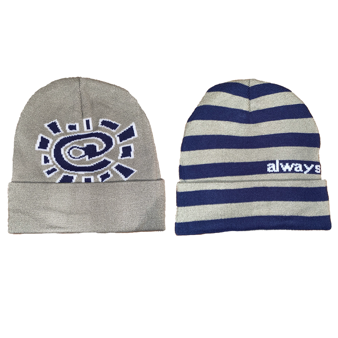 grey / navy reversible cuff beanie