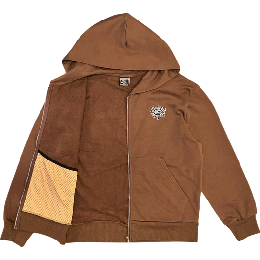 premium zip up hoodie - brown