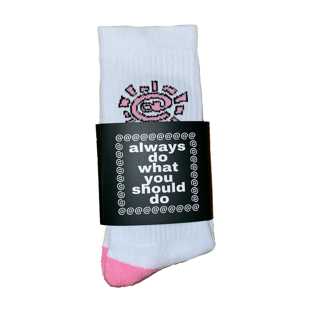 white / pink @sun sock