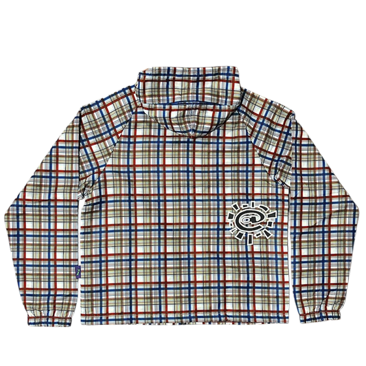 plaid bandemic jacket - burgundy / blue