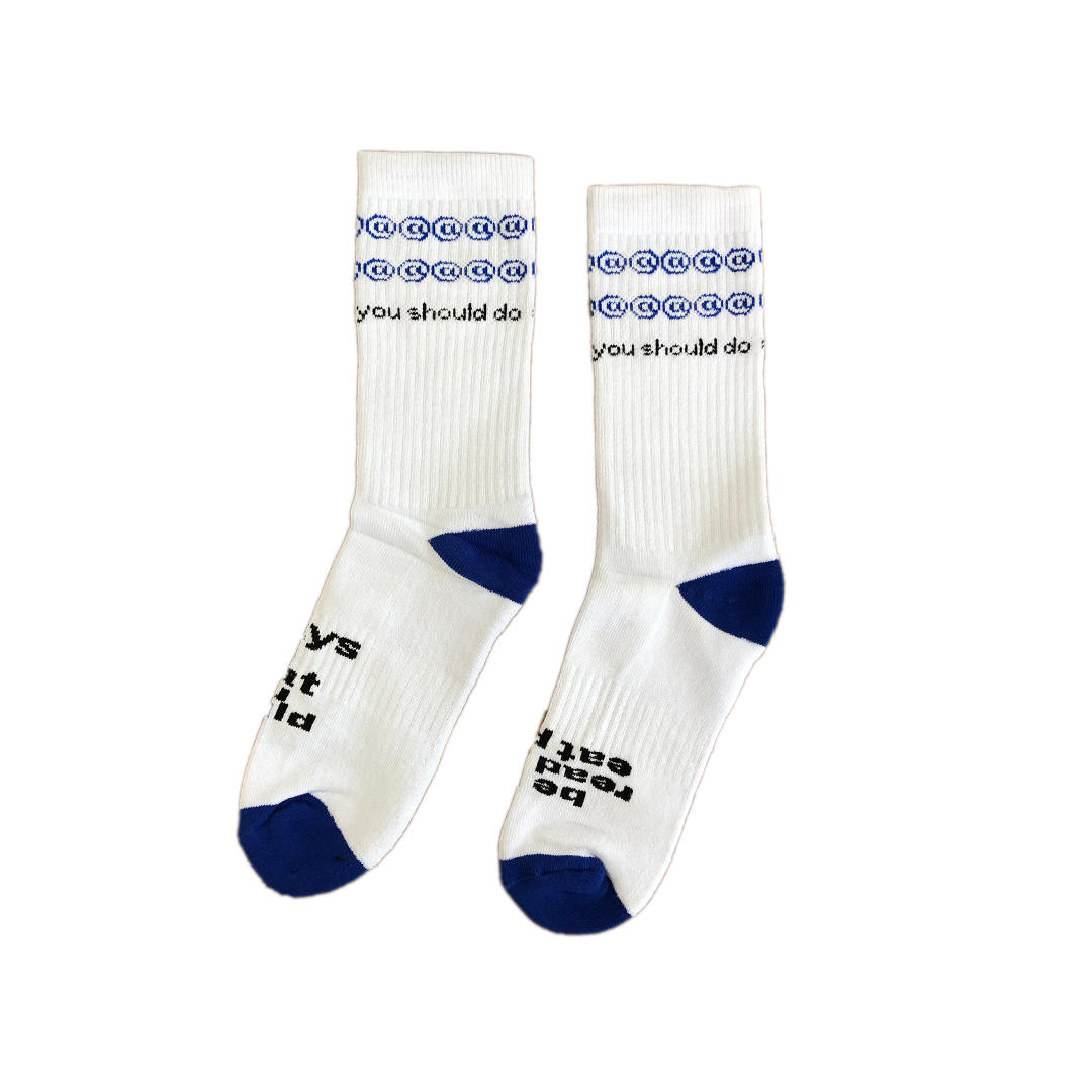 white / blue @@@@@@ sock