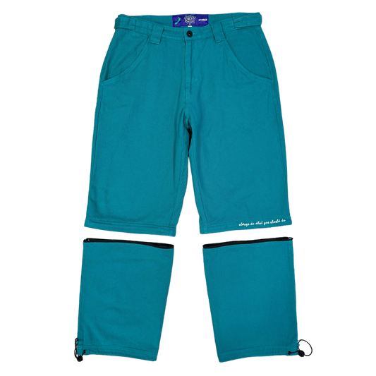 zip off drill trouser - jade