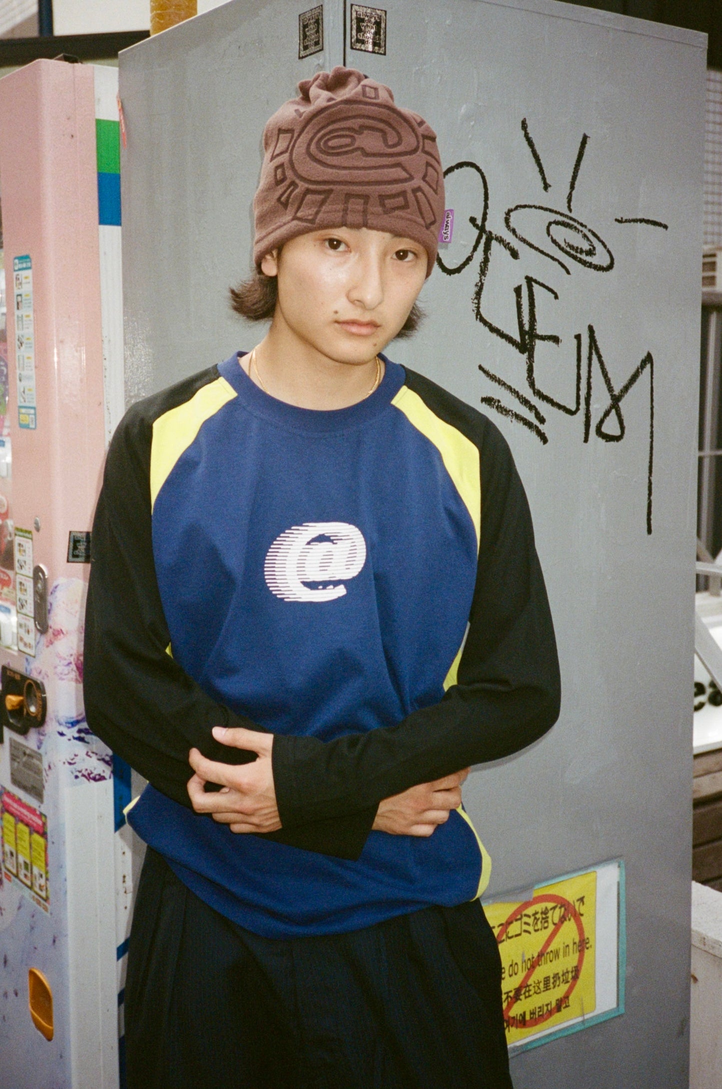 animal panelled longsleeve tshirt - navy