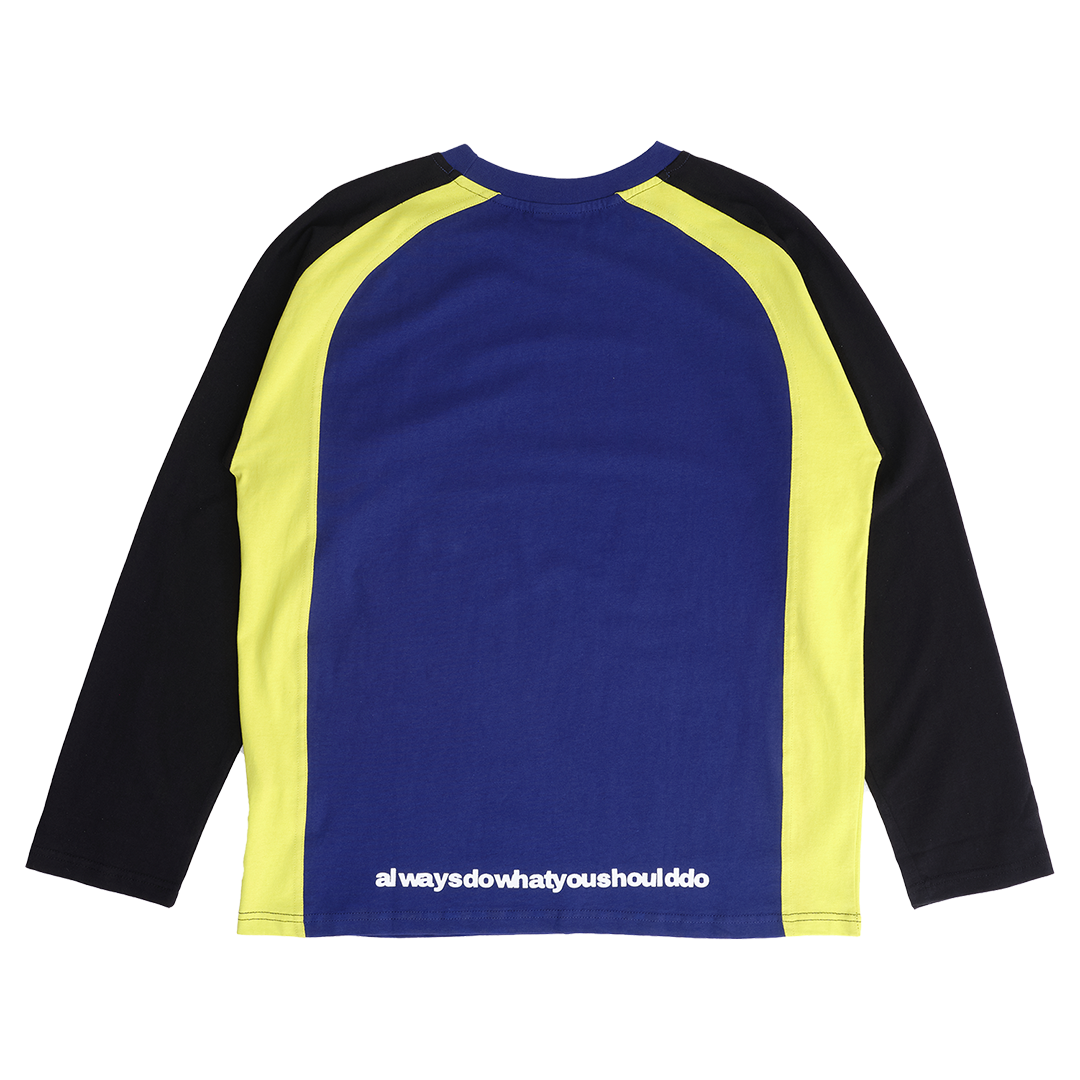 animal panelled longsleeve tshirt - navy