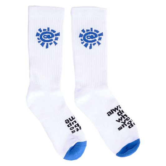 blue @sun sock - white