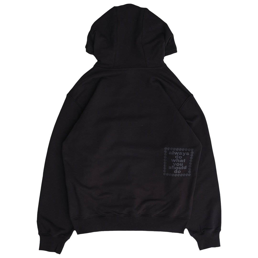 stencil applique hoodie - black