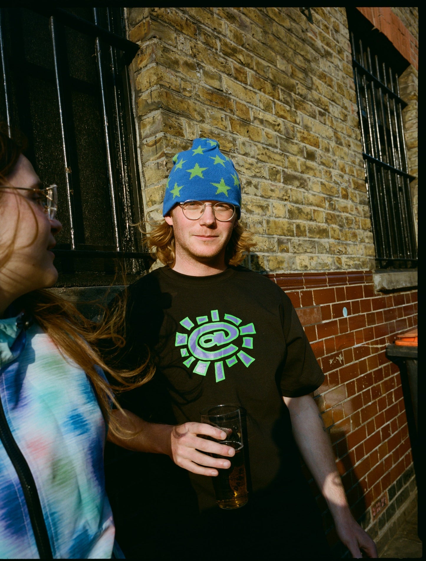 black @sun tshirt - purple / green