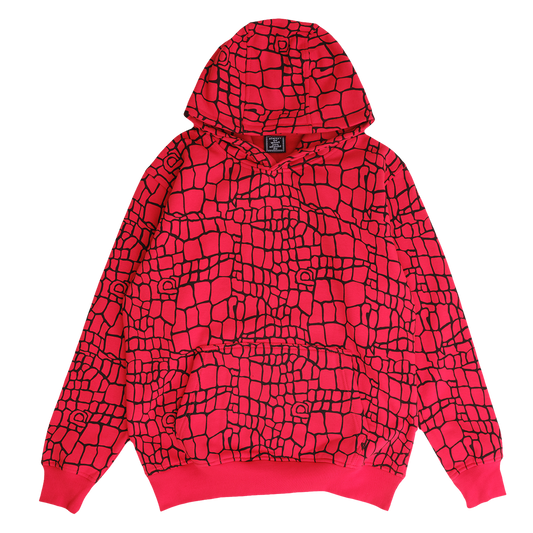 croc print hoodie - red