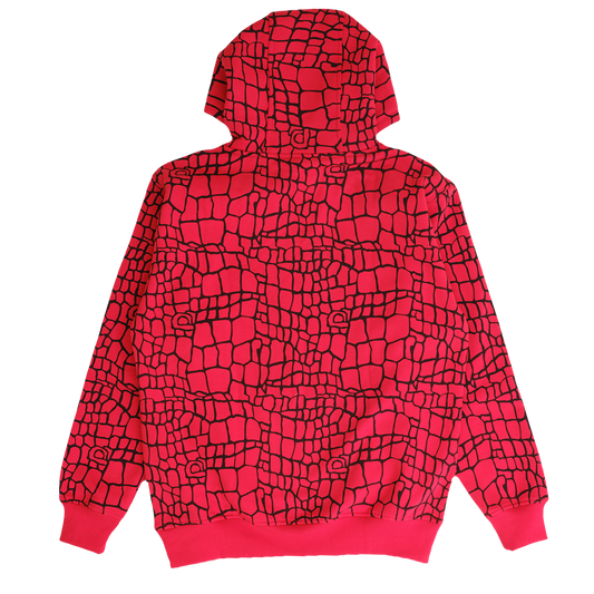 croc print hoodie - red