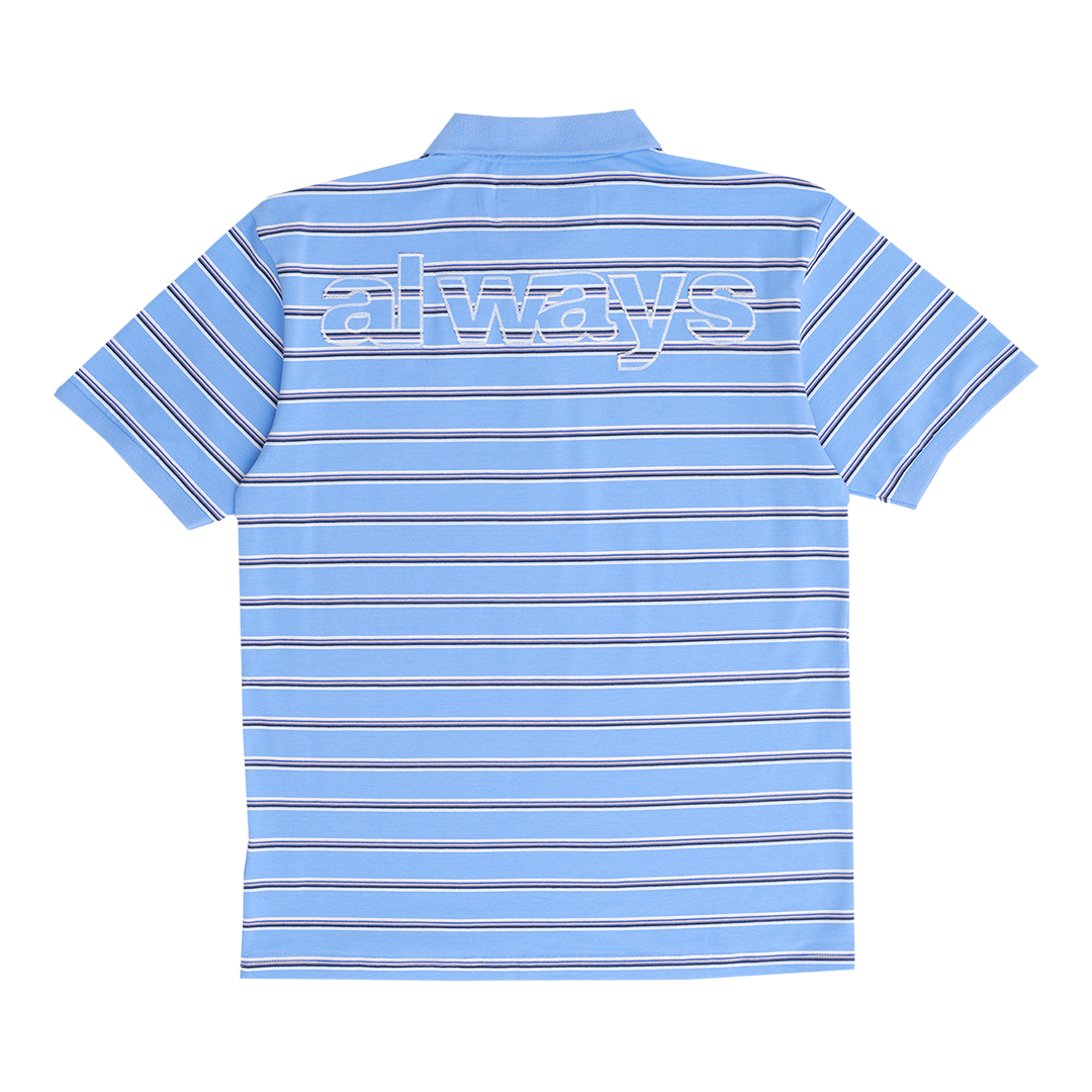 educated applique polo shirt - blue/white