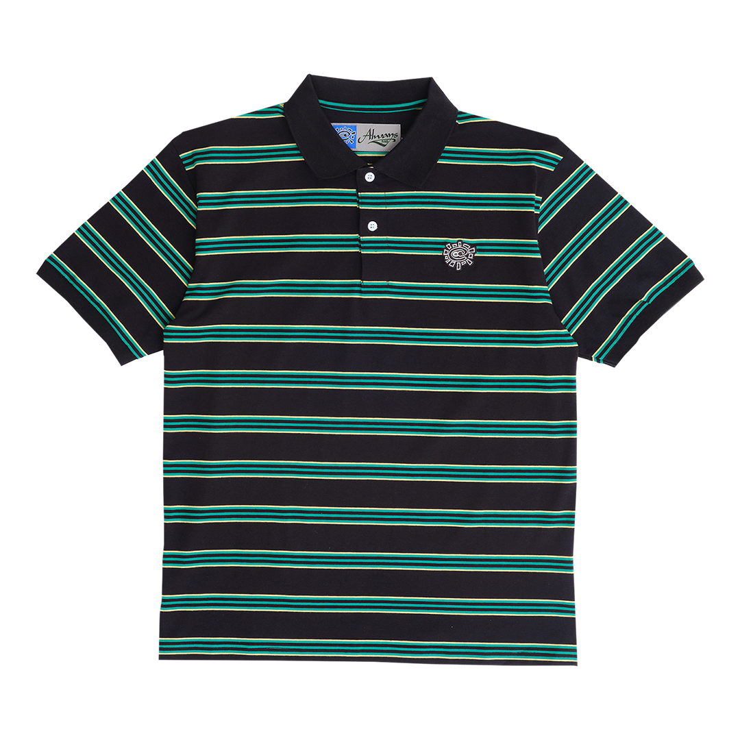 educated applique polo shirt - black/green