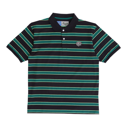 educated applique polo shirt - black/green