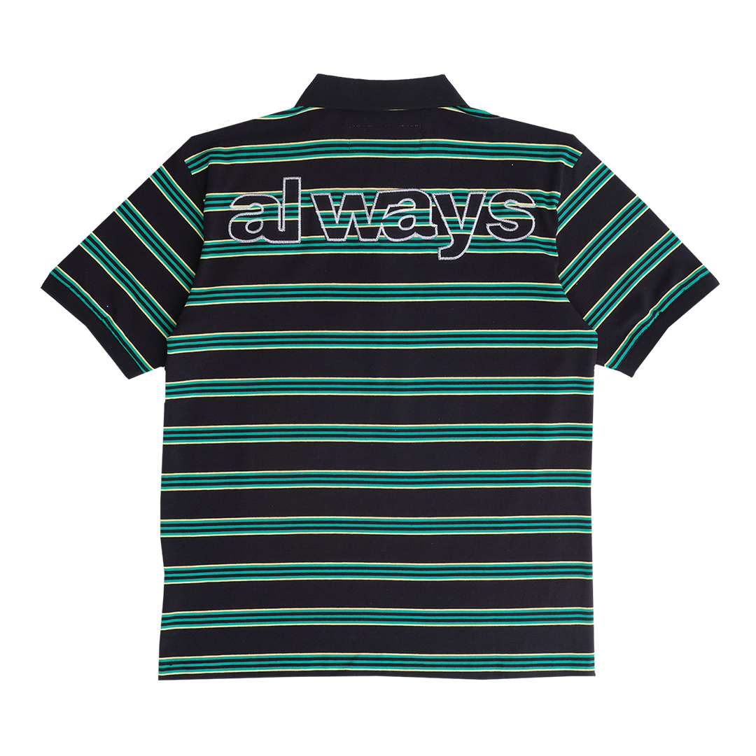 educated applique polo shirt - black/green
