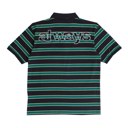 educated applique polo shirt - black/green