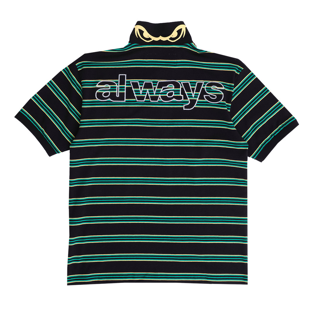 educated applique polo shirt - black/green