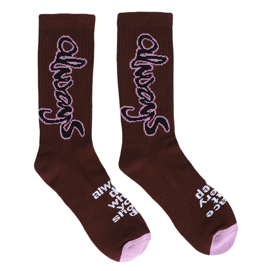 always snapper sock - brown/pink