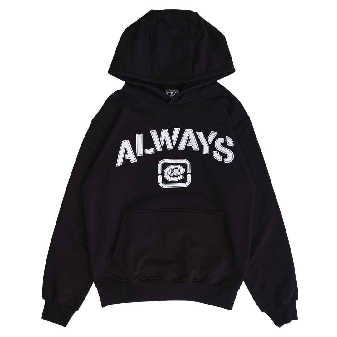 stencil applique hoodie - black