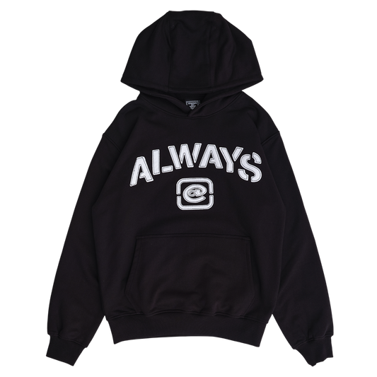 stencil applique hoodie - black