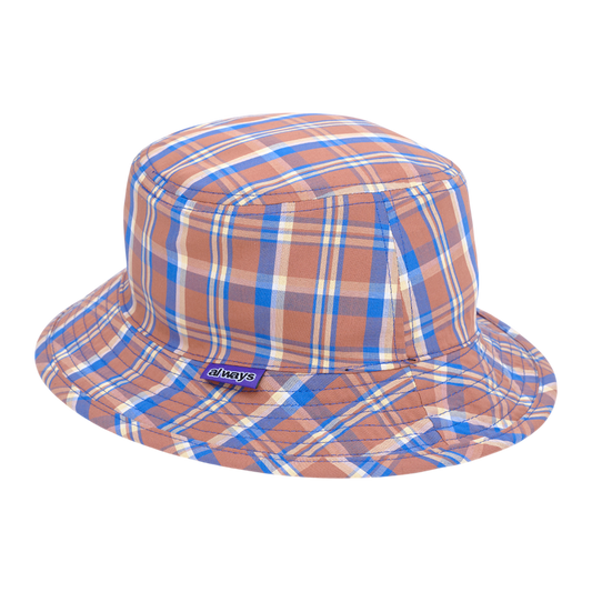 reversible denim / plaid bucket hat - black