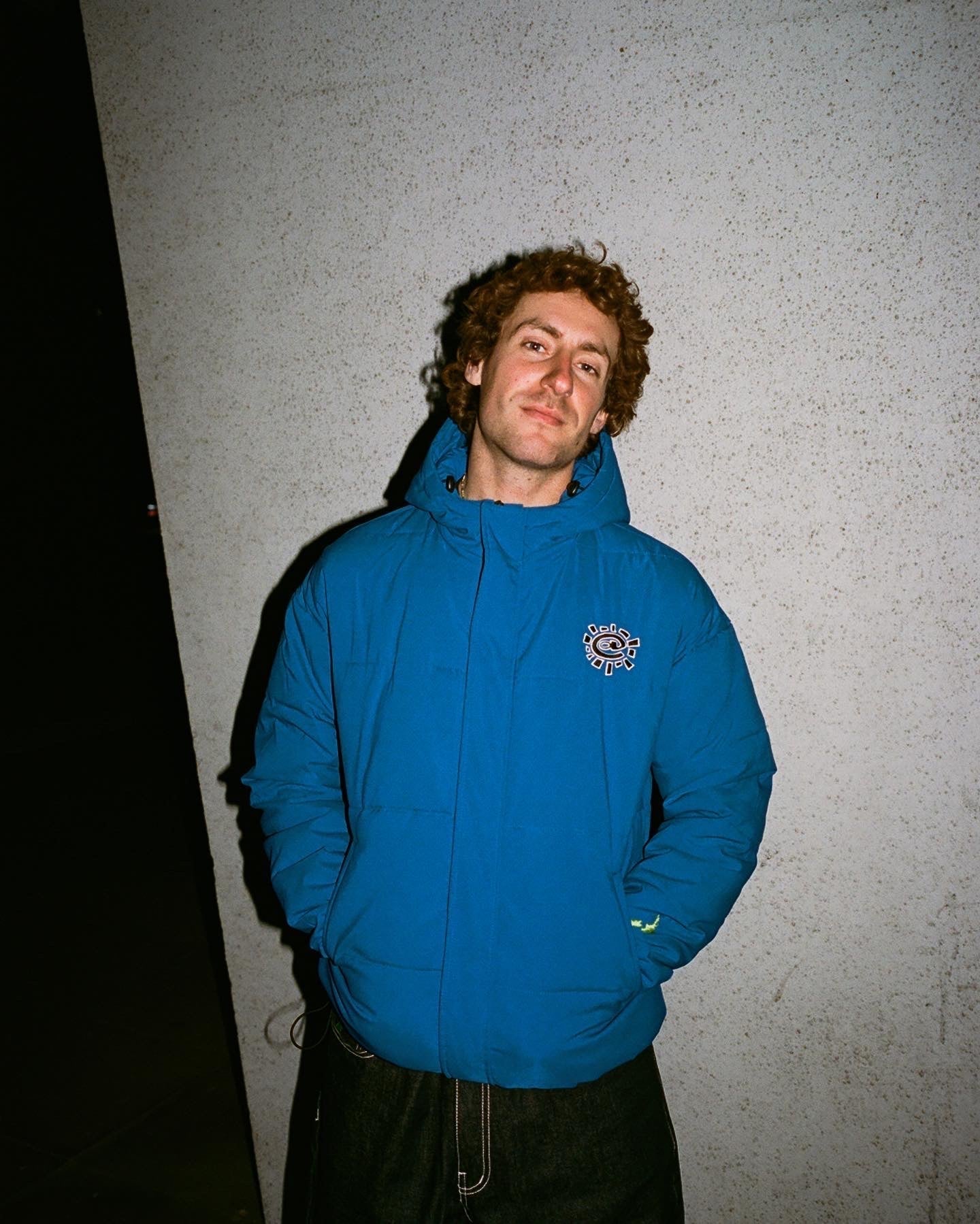 unisex royal blue puffa jacket