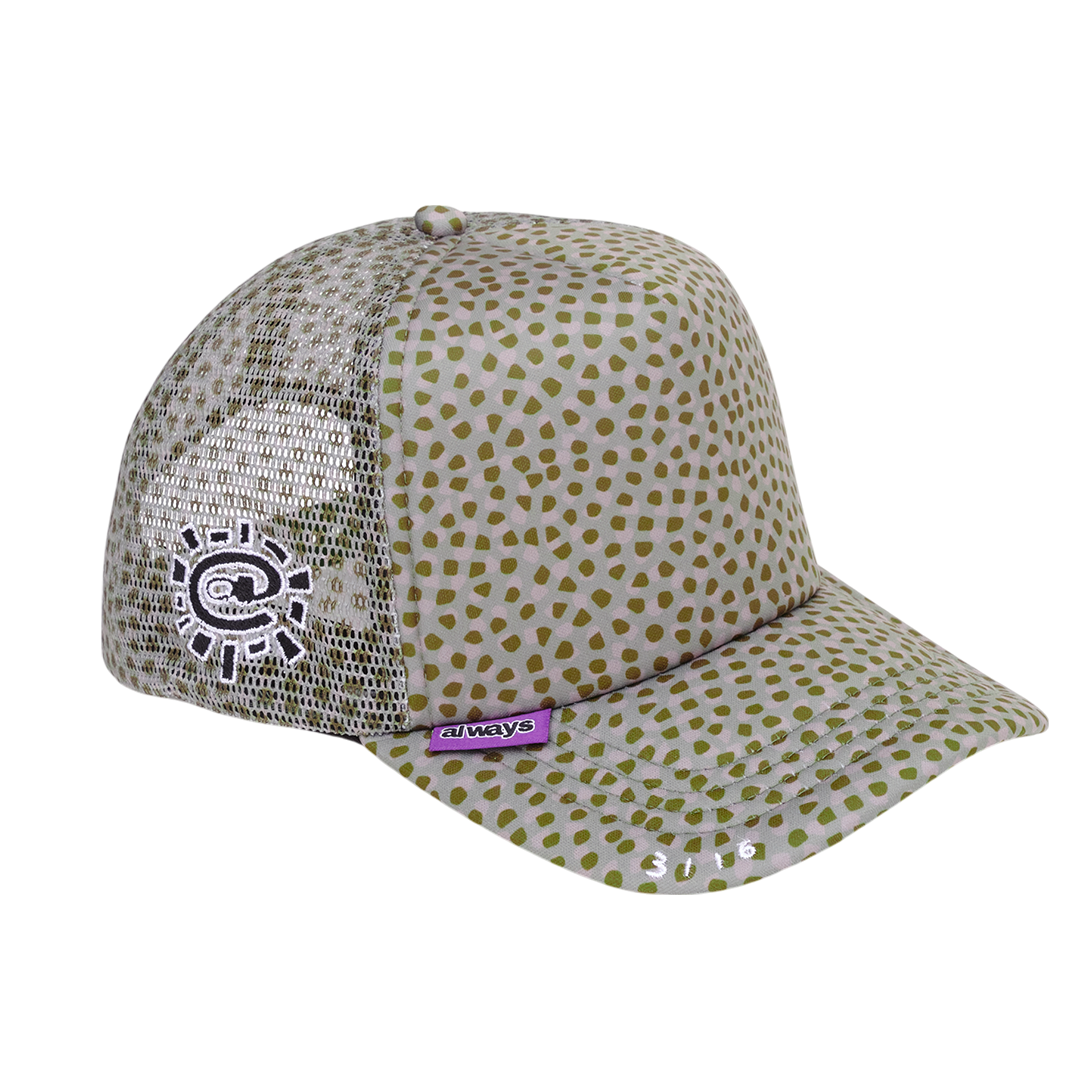 coral pattern trucker cap - green