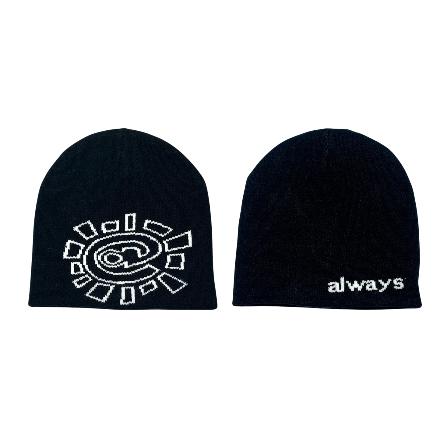 reversible no cuff skull beanie black