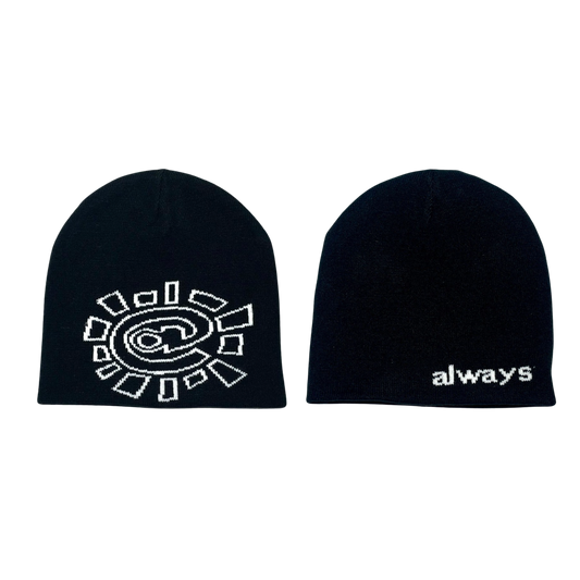 reversible no cuff skull beanie black