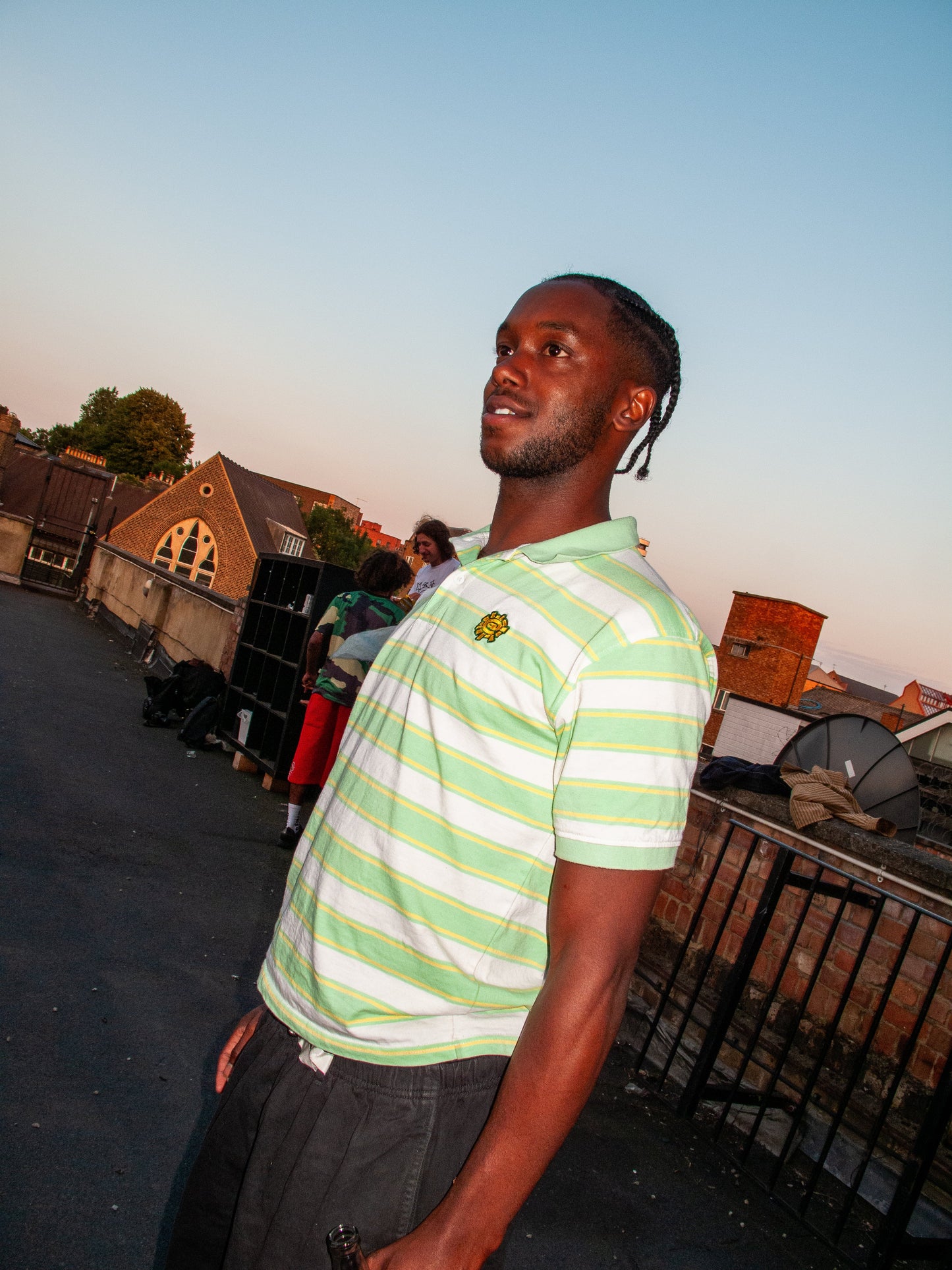 educated polo - mint green stripe