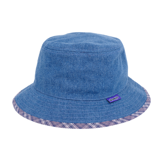 reversible bucket hat - denim / plaid