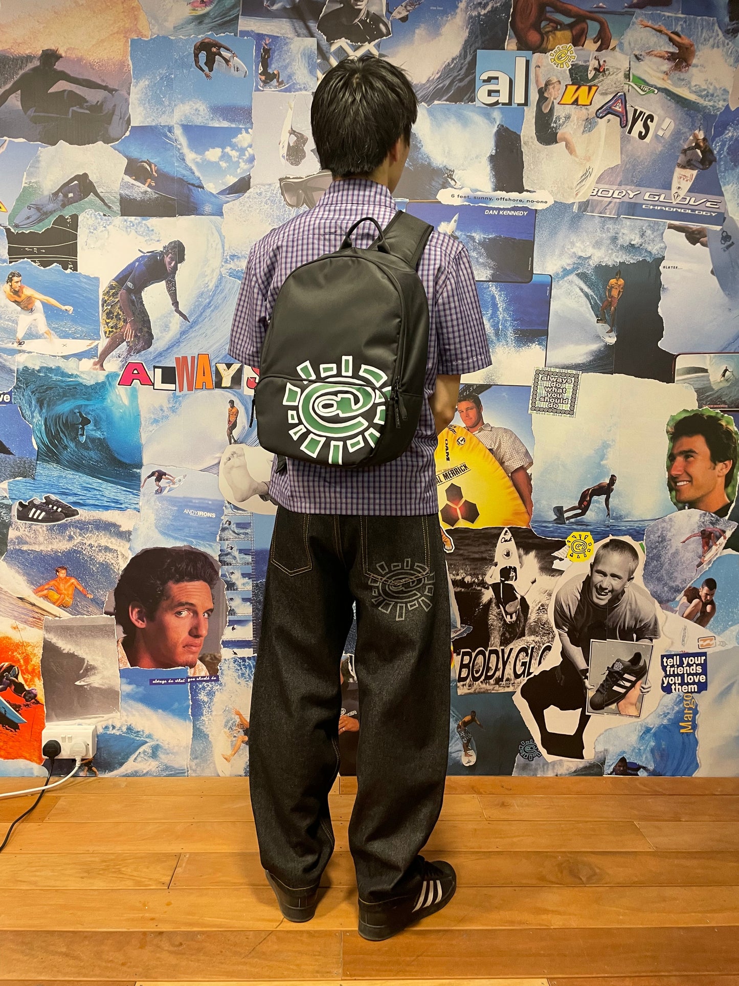 laser @ sun denim - brown stitch