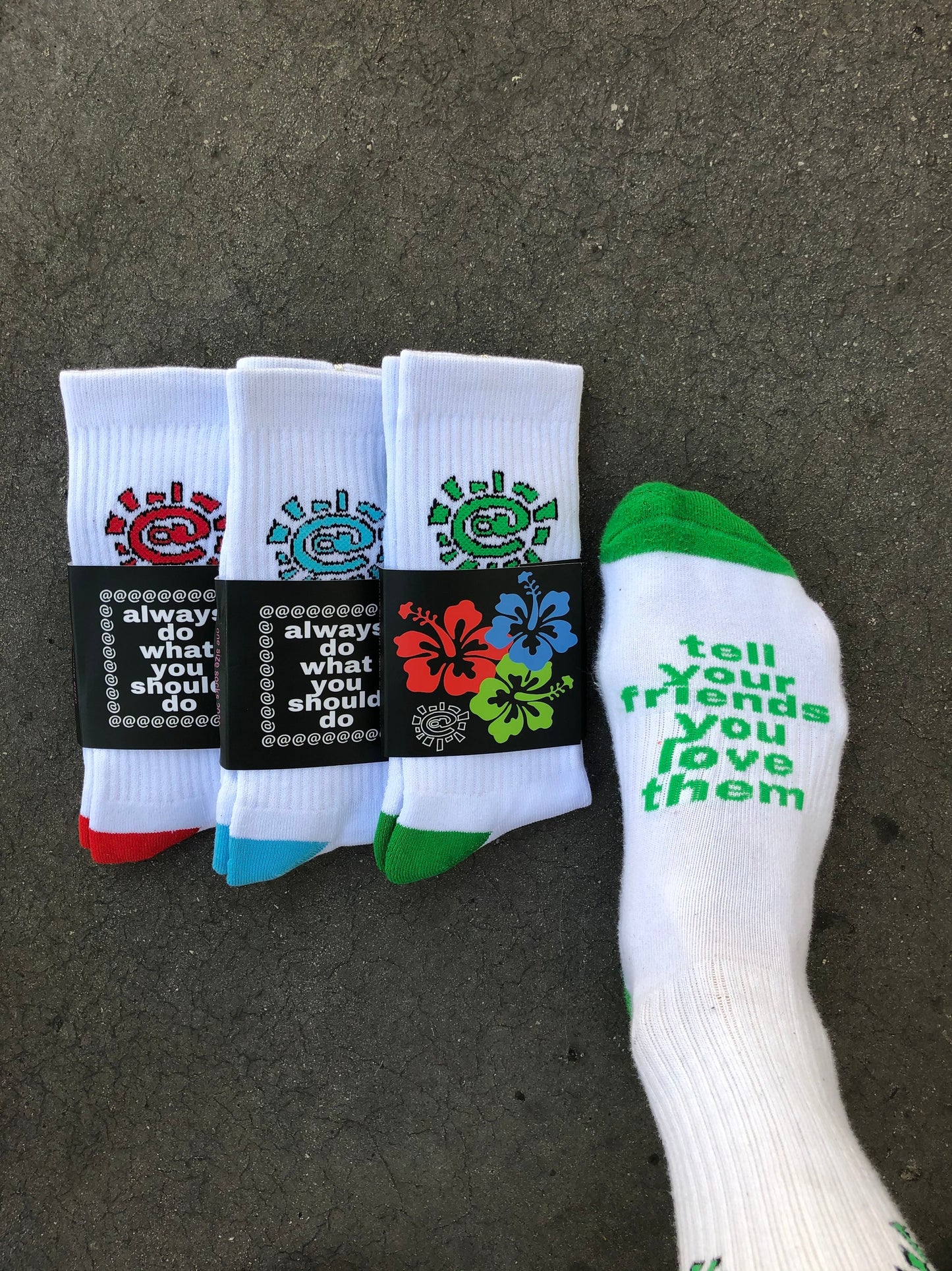 white / green @sun sock