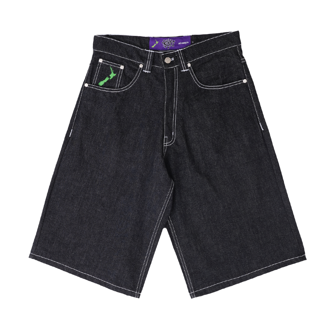 relaxed unisex denim shorts - pocket print