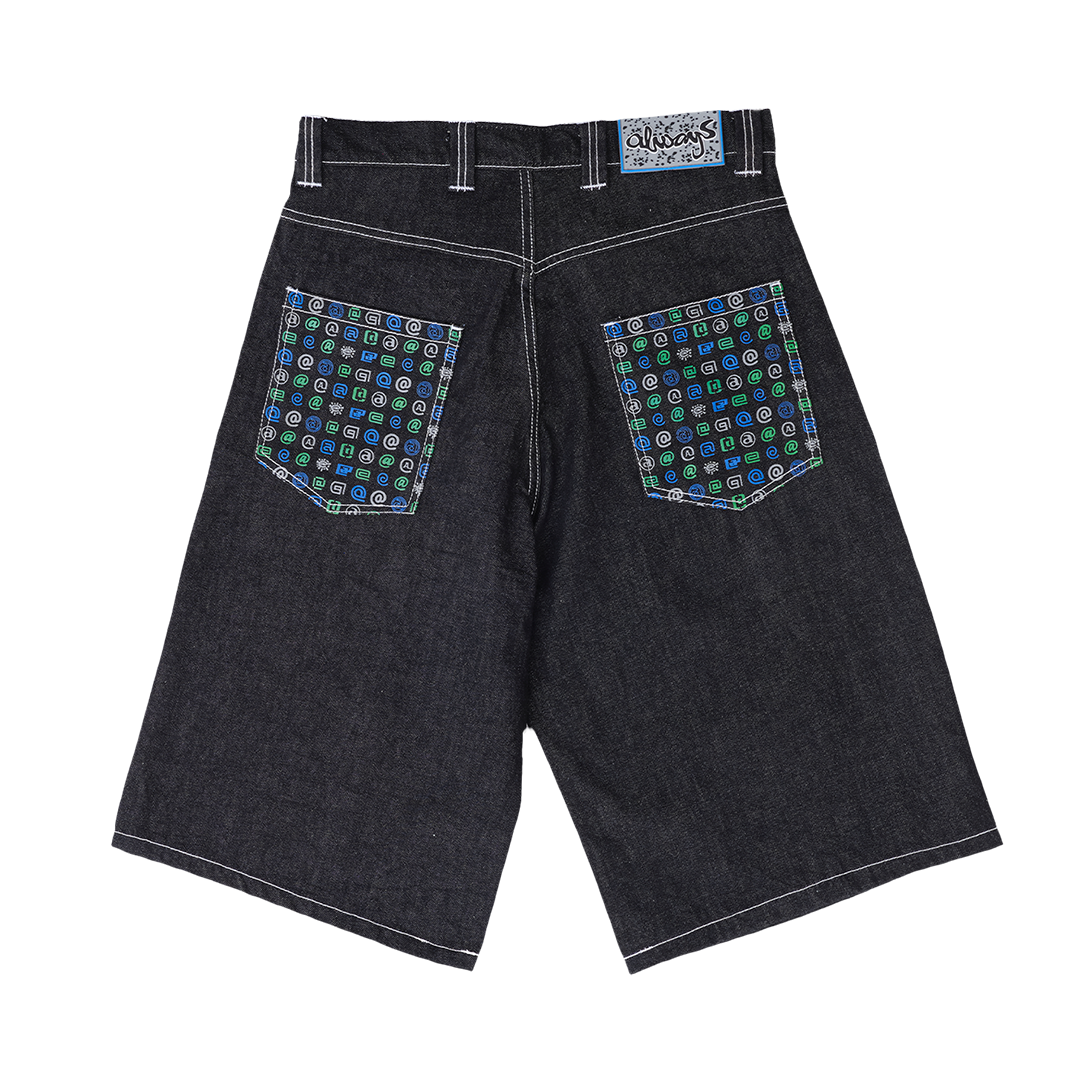 relaxed unisex denim shorts - pocket print