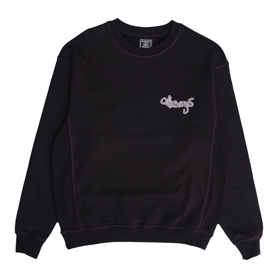 panelled always crewneck - black