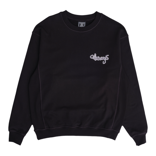panelled always crewneck - black