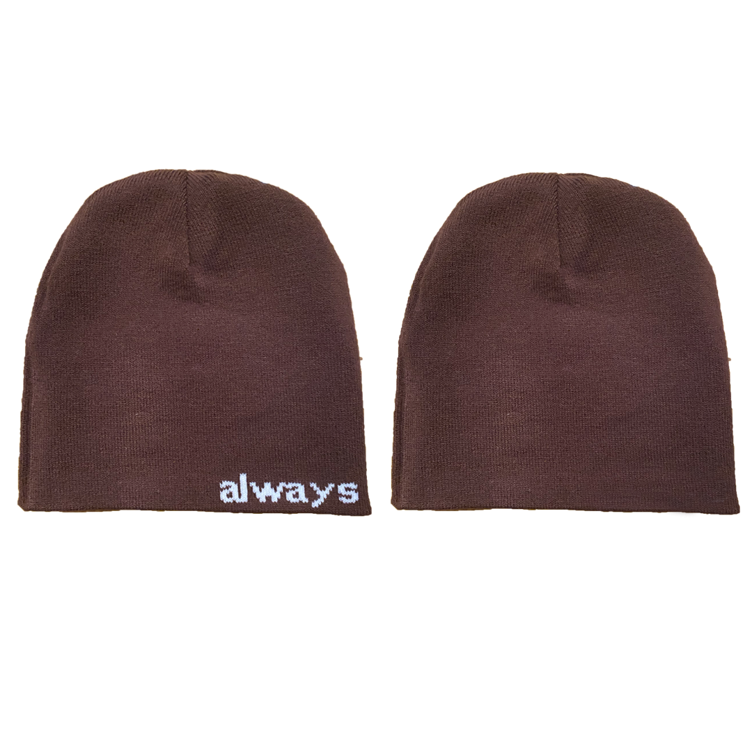 brown reversible no cuff beanie