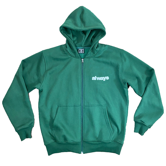 always up green zip up hoodie